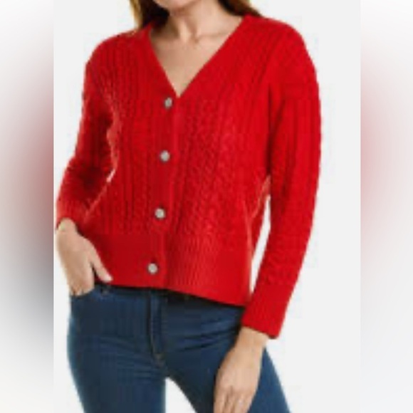 Jennifer Moore Petites Sz S Lambswool Thai Retro V-neck Red Knit Cardigan
﻿ - Picture 1 of 8